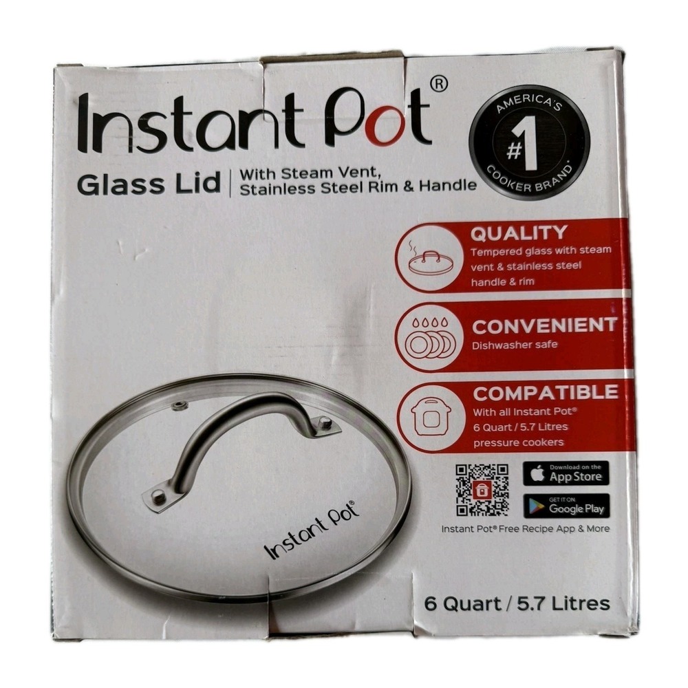 New Genuine 6 Quart Instant Pot Tempered Glass Lid Steam Vent Clear Replacement
